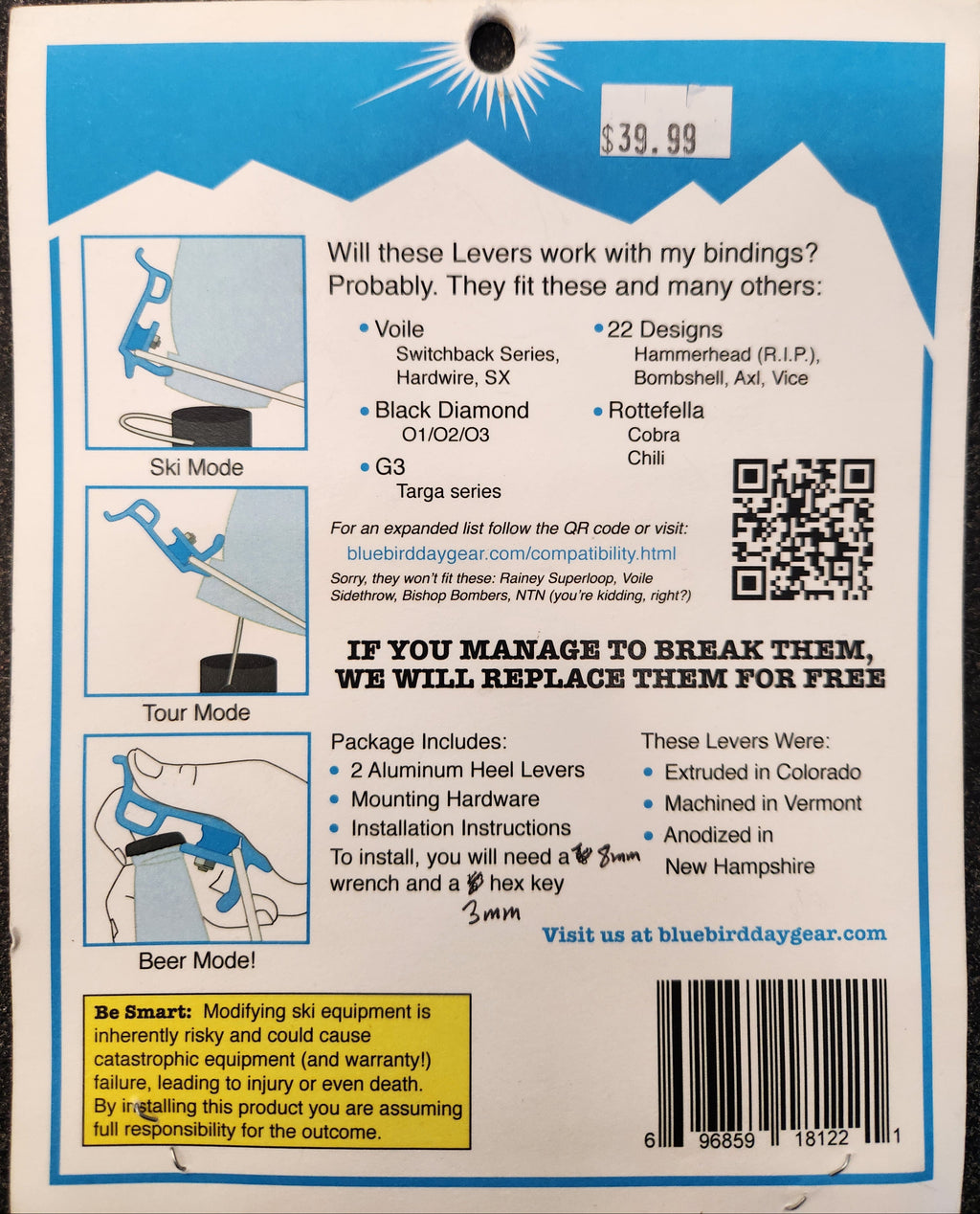Bluebird Day Telemark Heel Levers